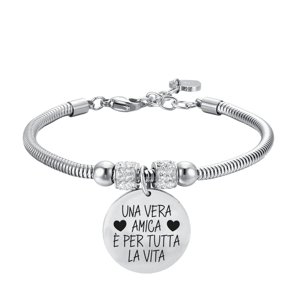 BRACELET FEMME EN ACIER UN VRAI AMI EST POUR LA VIE Luca Barra