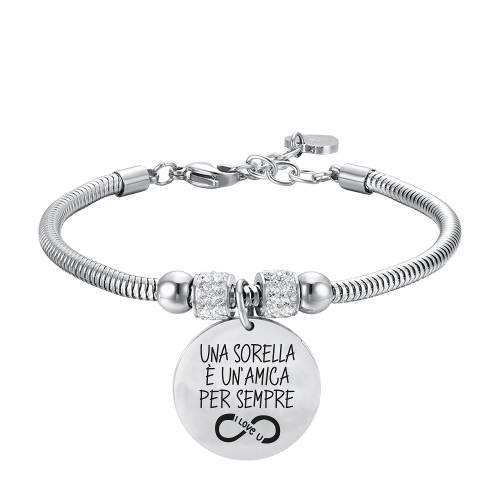 BRACELET EN ACIER POUR FEMMES UNE SŒUR EST UNE AMIE POUR TOUJOURS