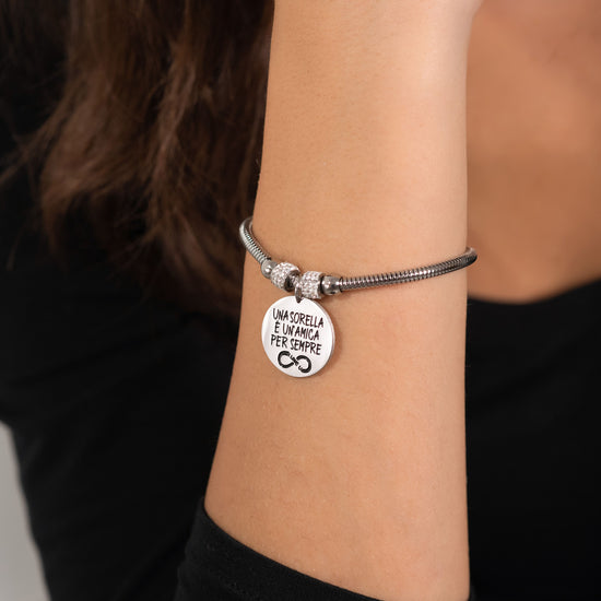 BRACELET EN ACIER POUR FEMMES UNE SŒUR EST UNE AMIE POUR TOUJOURS