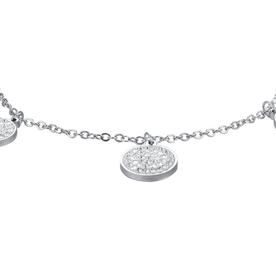 BRACELET FEMME EN ACIER ÉLÉMENTS RONDS AVEC CRISTAUX BLANCS