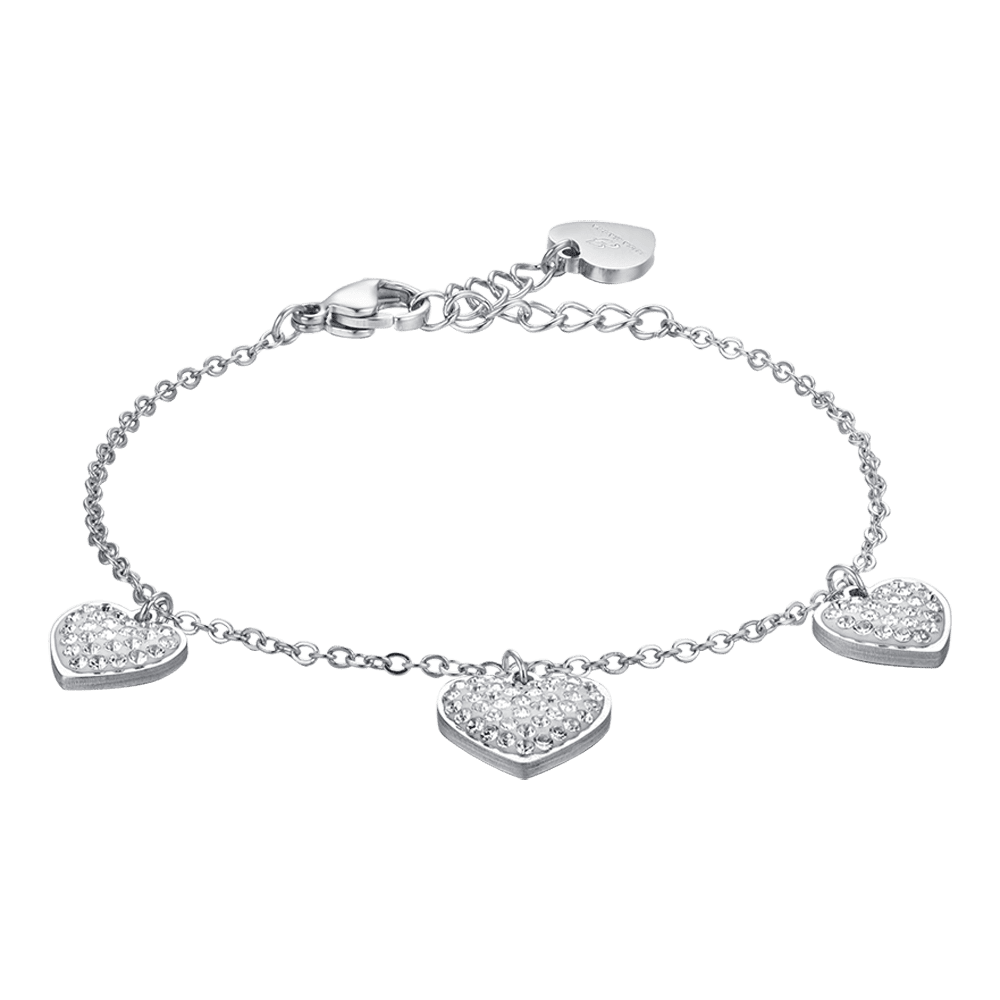 BRACELET COEUR EN ACIER AVEC CRISTAUX BLANCS POUR FEMME