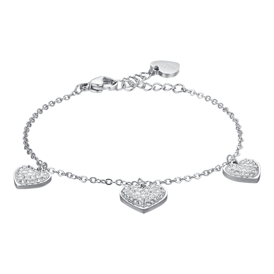 BRACELET COEUR EN ACIER AVEC CRISTAUX BLANCS POUR FEMME