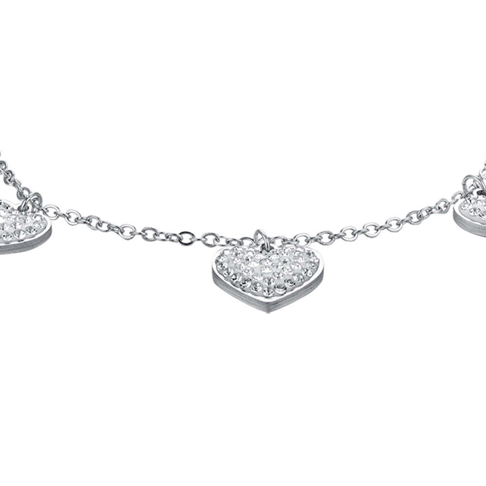 BRACELET COEUR EN ACIER AVEC CRISTAUX BLANCS POUR FEMME