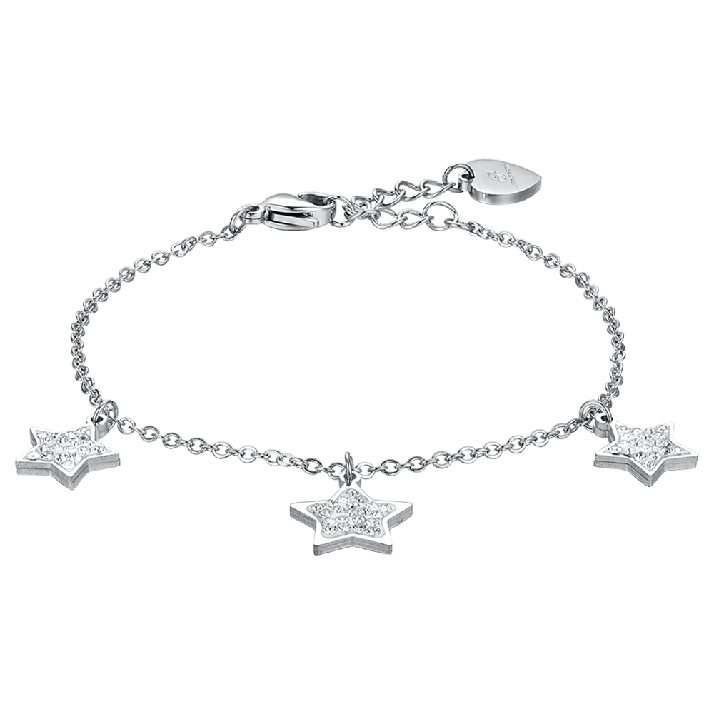 BRACELET FEMME EN ACIER ÉTOILÉ AVEC CRISTAUX BLANCS