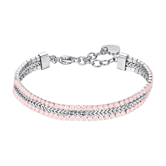 BRACELET TENNIS EN ACIER POUR FEMME AVEC CRISTAUX ROSES