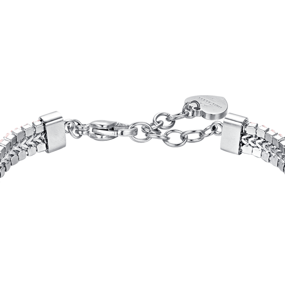 BRACELET TENNIS EN ACIER POUR FEMME AVEC CRISTAUX ROSES