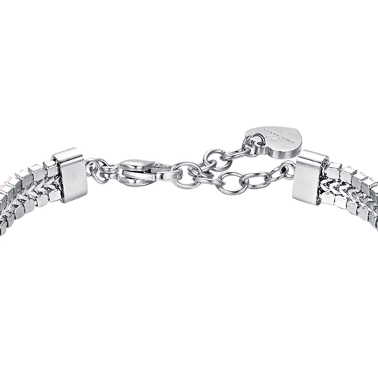 BRACELET TENNIS EN ACIER POUR FEMME AVEC CRISTAUX ROSES