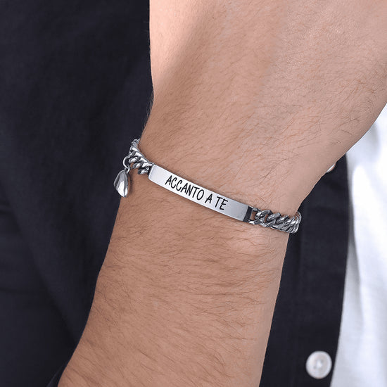 BRACELET EN ACIER POUR HOMMES AVEC AIMANT EN FORME DE COEUR