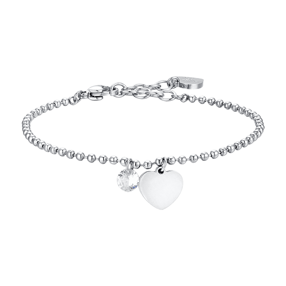 BRACELET FEMME EN ACIER AVEC COEUR ET ZIRCON CUBIQUE BLANC