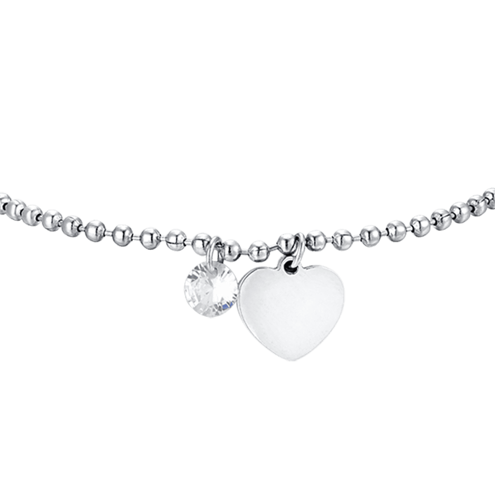 BRACELET FEMME EN ACIER AVEC COEUR ET ZIRCON CUBIQUE BLANC