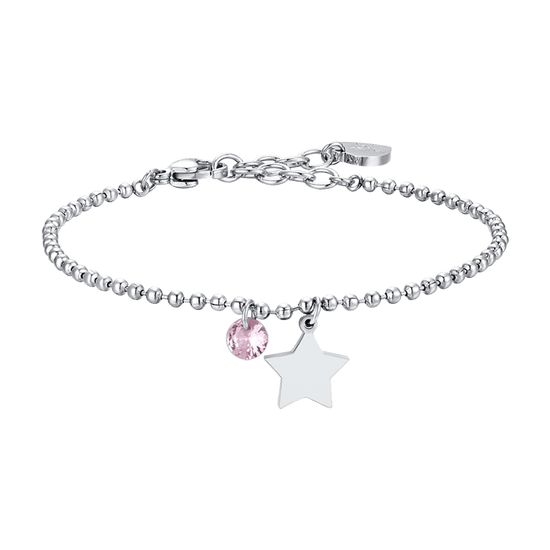 BRACELET FEMME EN ACIER AVEC ÉTOILE ET ZIRCON ROSE