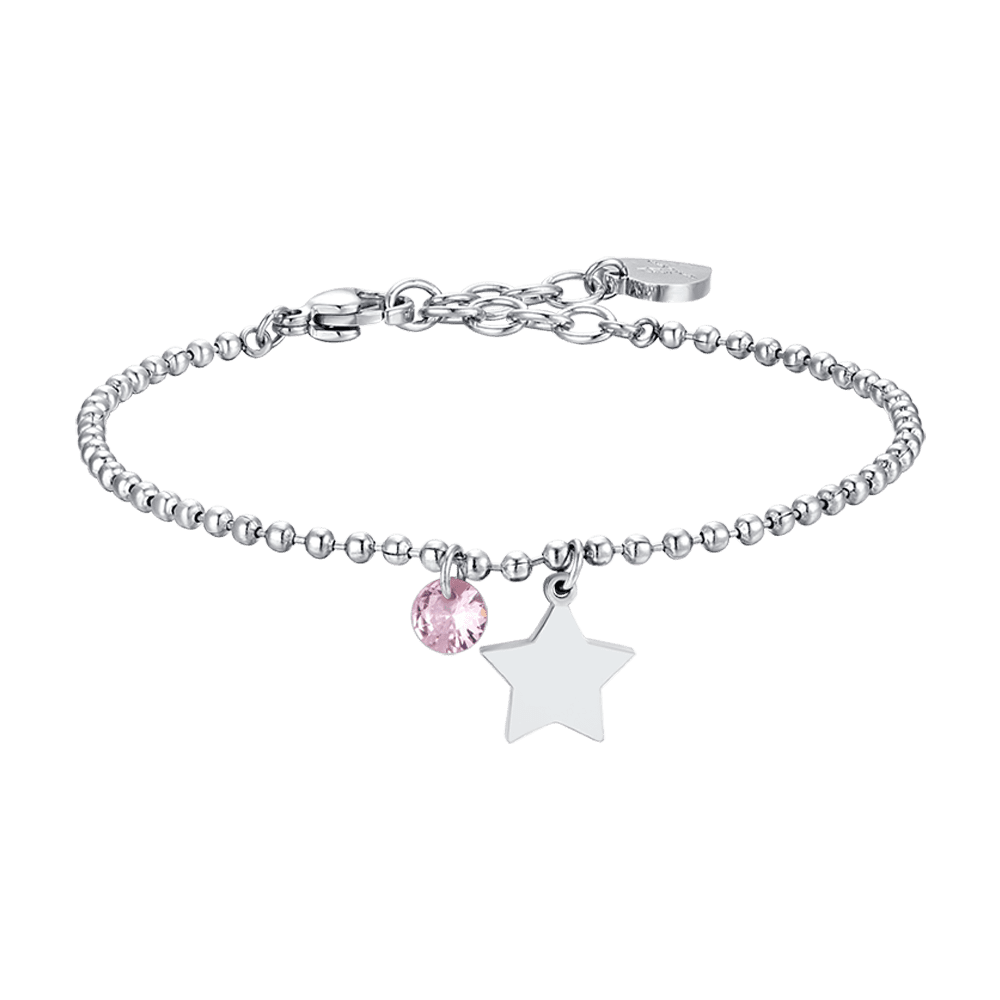 BRACELET FEMME EN ACIER AVEC ÉTOILE ET ZIRCON ROSE