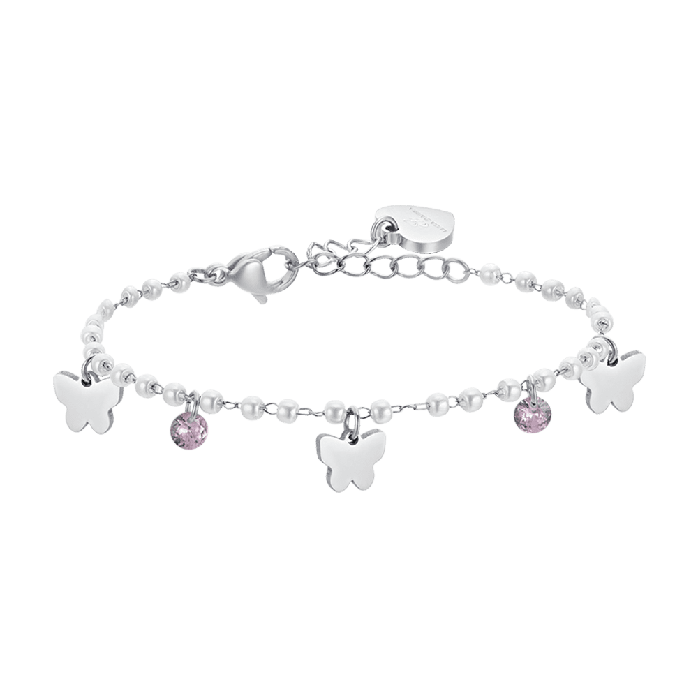 BRACELET DE PERLES EN ACIER AVEC PAPILLONS POUR FEMMES