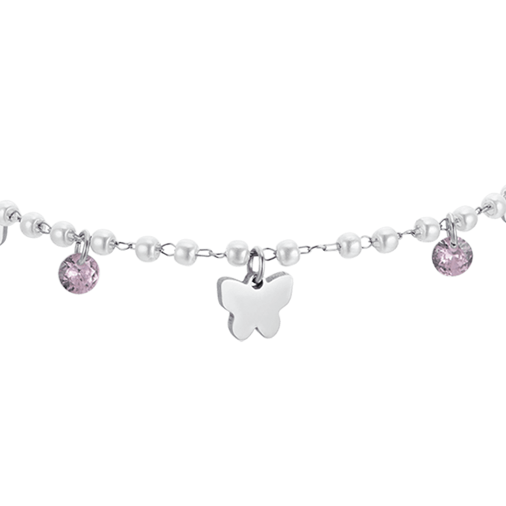 BRACELET DE PERLES EN ACIER AVEC PAPILLONS POUR FEMMES