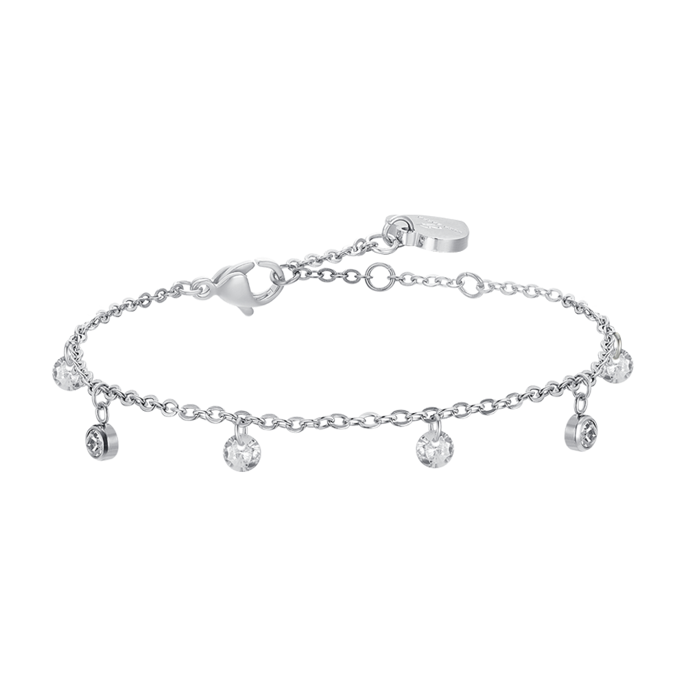 BRACELET FEMME EN ACIER CRISTAL BLANC