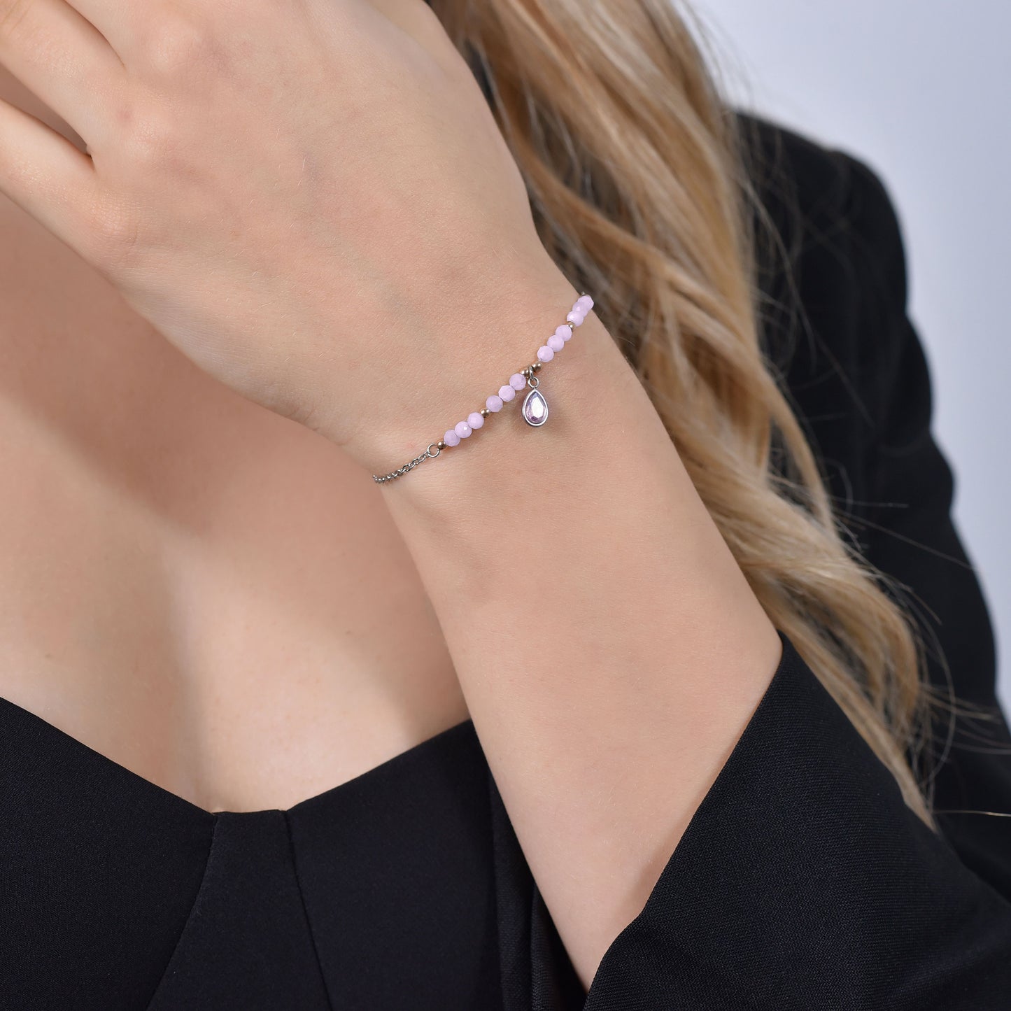 BRACELET FEMME EN ACIER AGATE ROSE