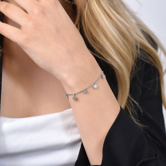 BRACELET FEMME SISSI ÉTOILE ET CRISTAUX EN ACIER