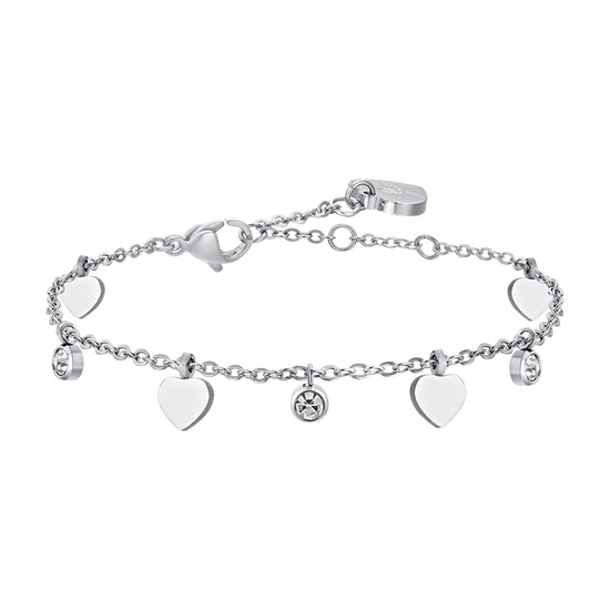 BRACELET FEMME EN ACIER AVEC CŒURS ET CRISTAUX