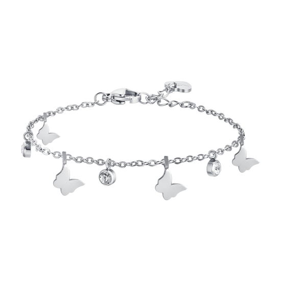 BRACELET FEMME EN ACIER AVEC PAPILLONS ET CRISTAUX