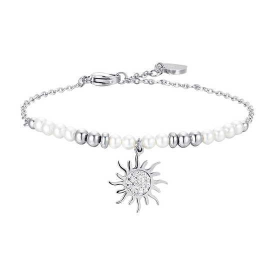 BRACELET FEMME EN ACIER AVEC PERLES ET SOLEIL