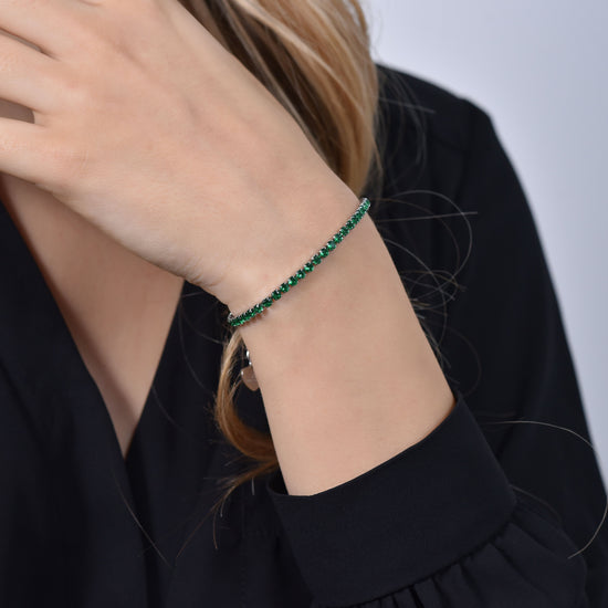 BRACELET DE TENNIS POUR FEMME AVEC CRISTAUX VERTS