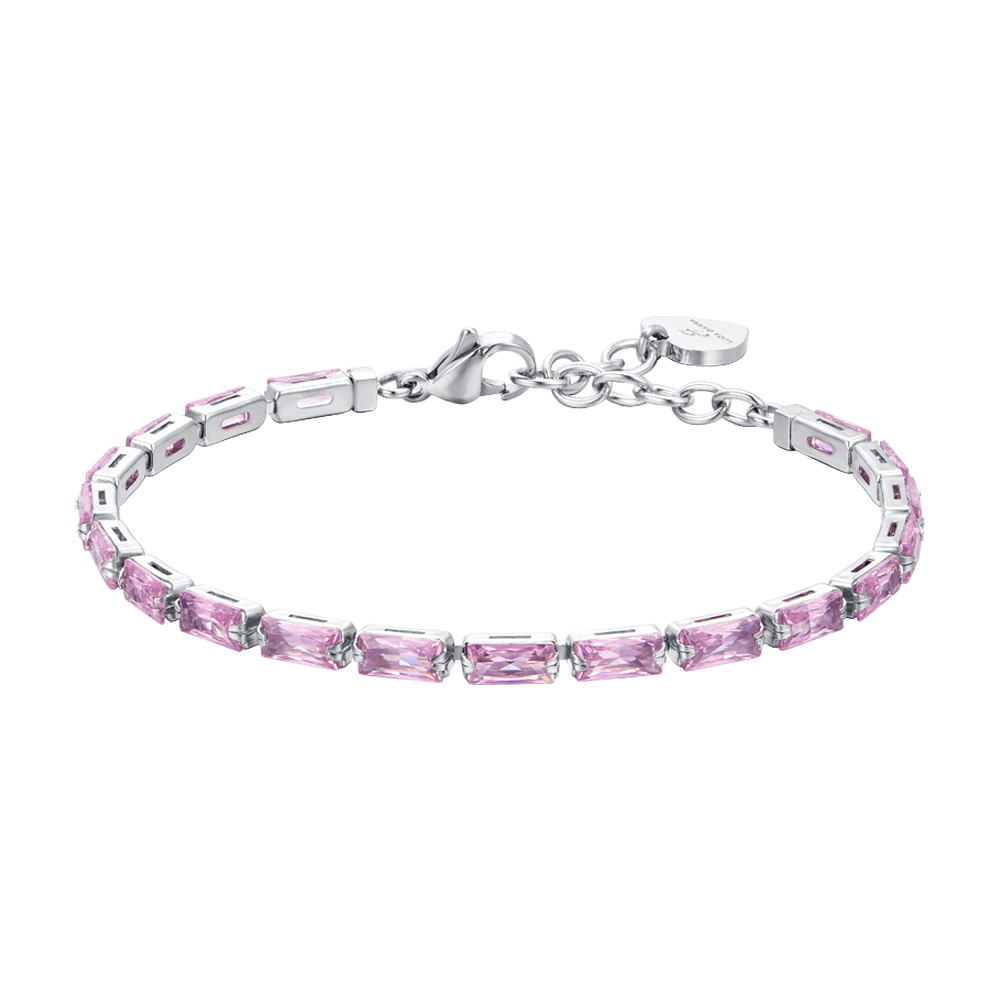 BRACELET DE TENNIS EN ZIRCON CUBIQUE BAGUETTE ROSE