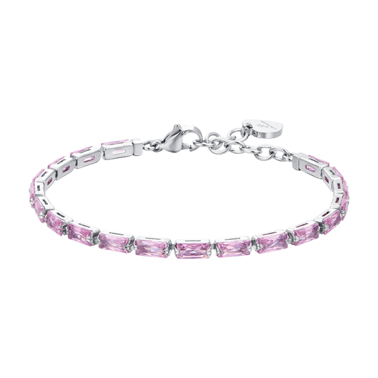 BRACELET DE TENNIS EN ZIRCON CUBIQUE BAGUETTE ROSE