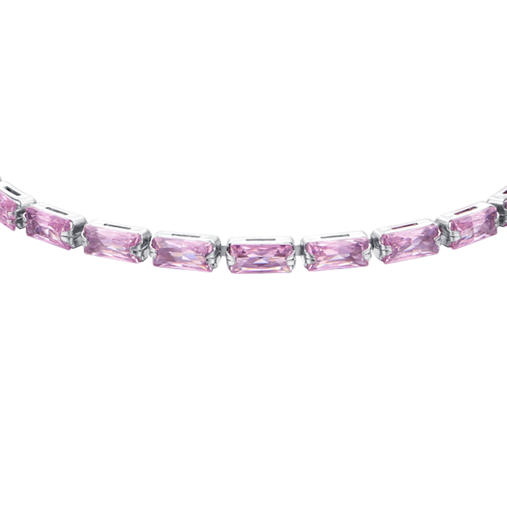 BRACELET DE TENNIS EN ZIRCON CUBIQUE BAGUETTE ROSE