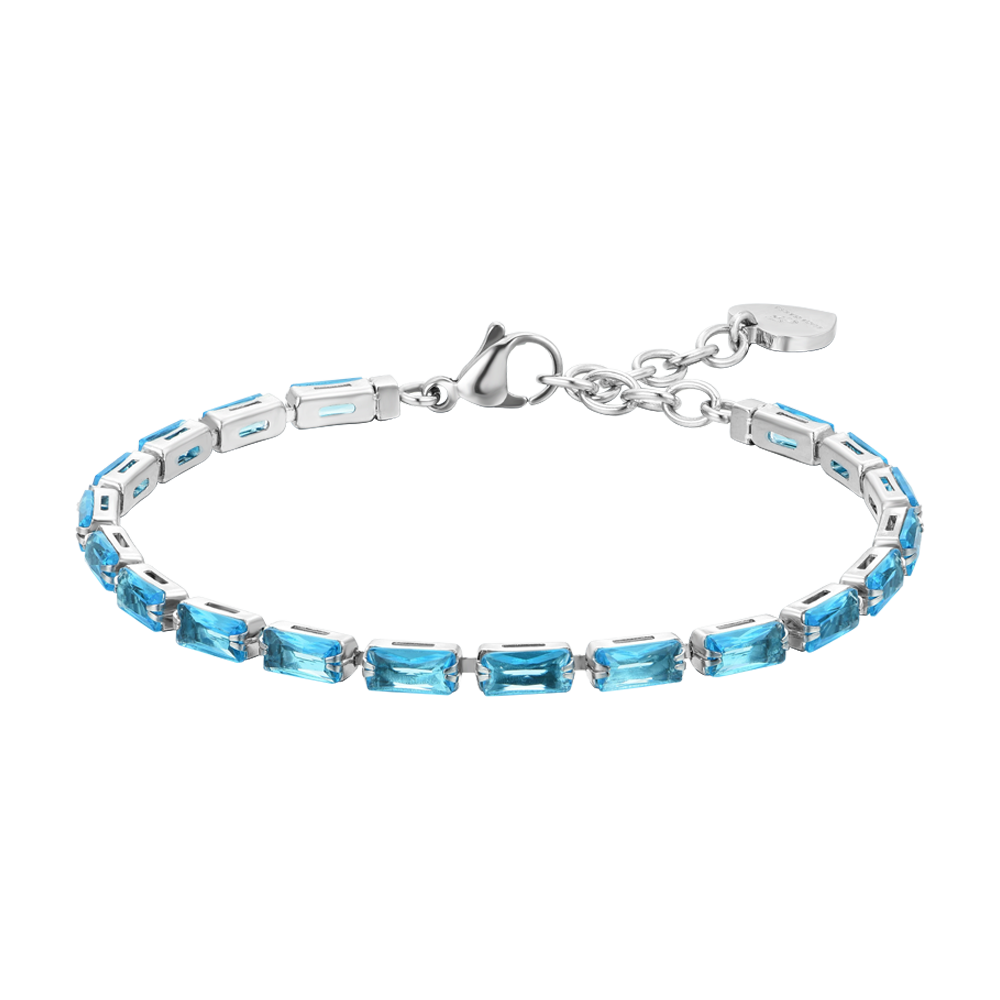 BRACELET DE TENNIS FEMME BAGUETTE AIGUE-MARINE