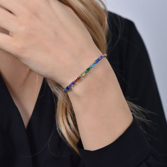 BRACELET DE TENNIS BAGUETTE MULTICOLORE