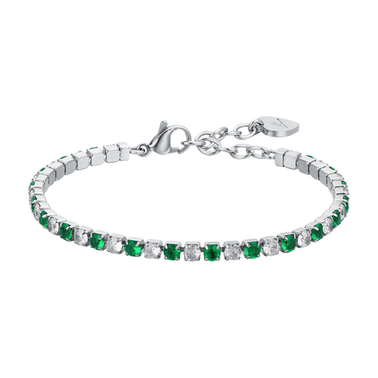 BRACELET DE TENNIS POUR FEMME EN CRISTAUX VERTS ET BLANCS