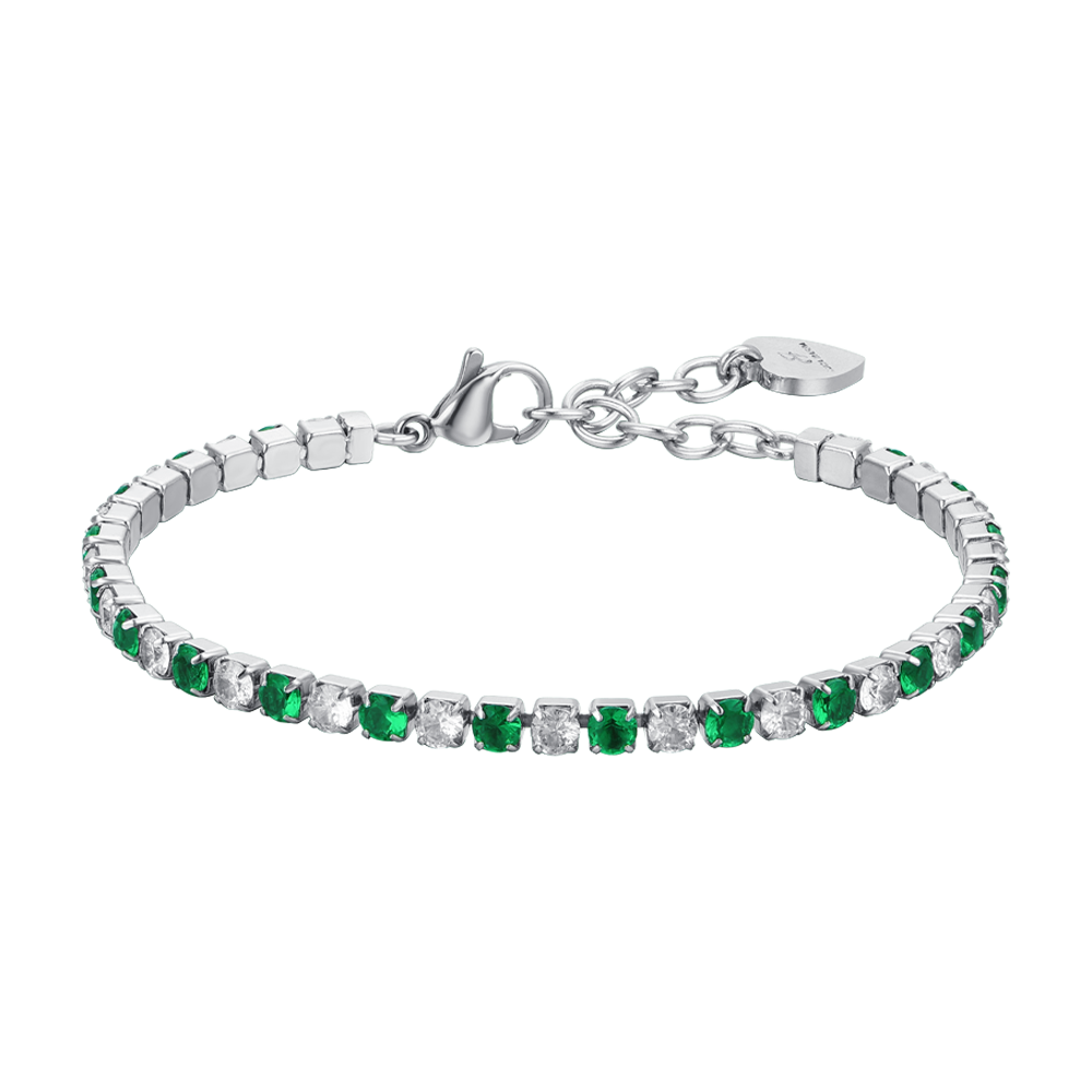 BRACELET DE TENNIS POUR FEMME EN CRISTAUX VERTS ET BLANCS