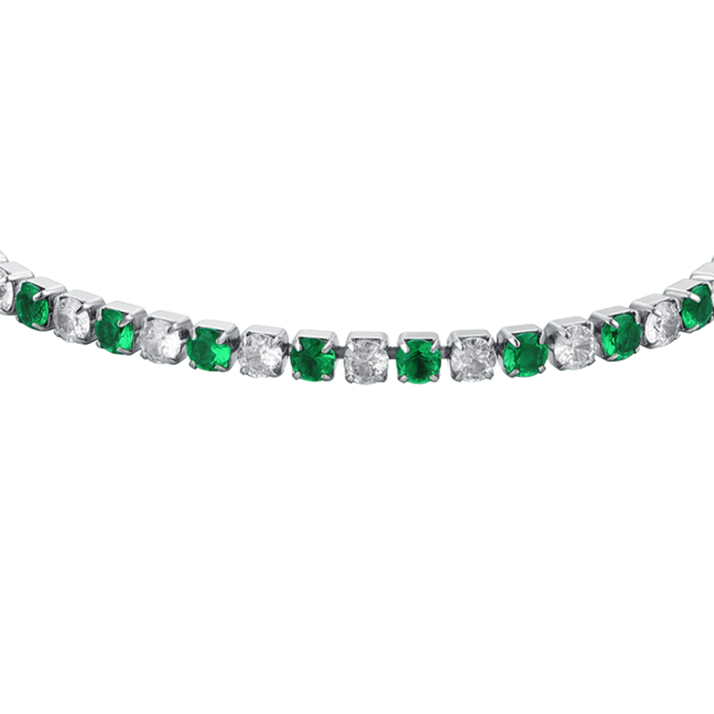 BRACELET DE TENNIS POUR FEMME EN CRISTAUX VERTS ET BLANCS