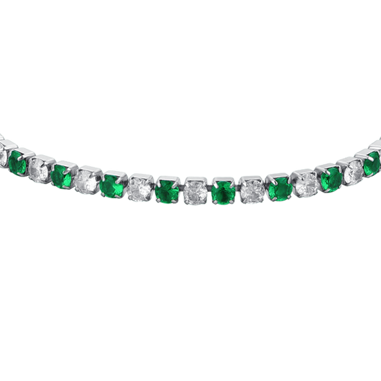 BRACELET DE TENNIS POUR FEMME EN CRISTAUX VERTS ET BLANCS