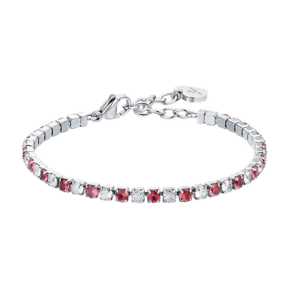 BRACELET DE TENNIS POUR FEMME EN CRISTAUX ROUGES ET BLANCS