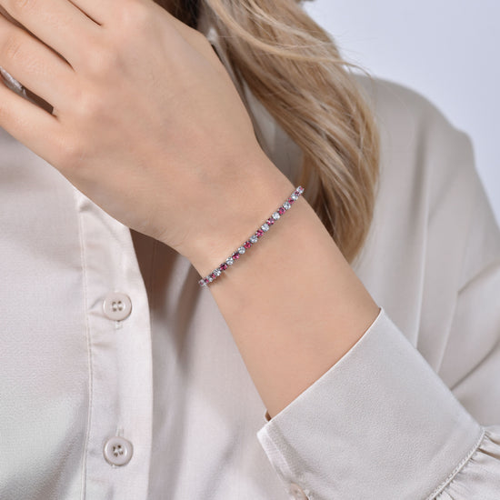 BRACELET DE TENNIS POUR FEMME EN CRISTAUX ROUGES ET BLANCS