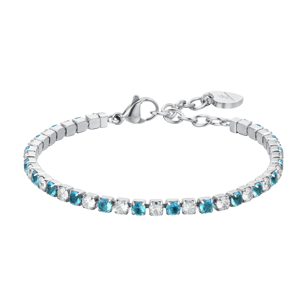 BRACELET DE TENNIS FEMME CRISTAUX BLEUS ET BLANCS