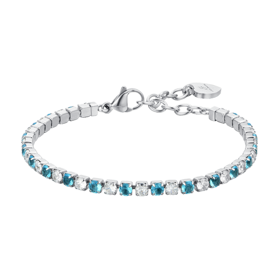 BRACELET DE TENNIS FEMME CRISTAUX BLEUS ET BLANCS