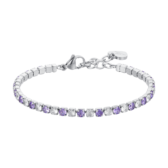 BRACELET DE TENNIS POUR FEMME EN CRISTAUX VIOLETS ET BLANCS