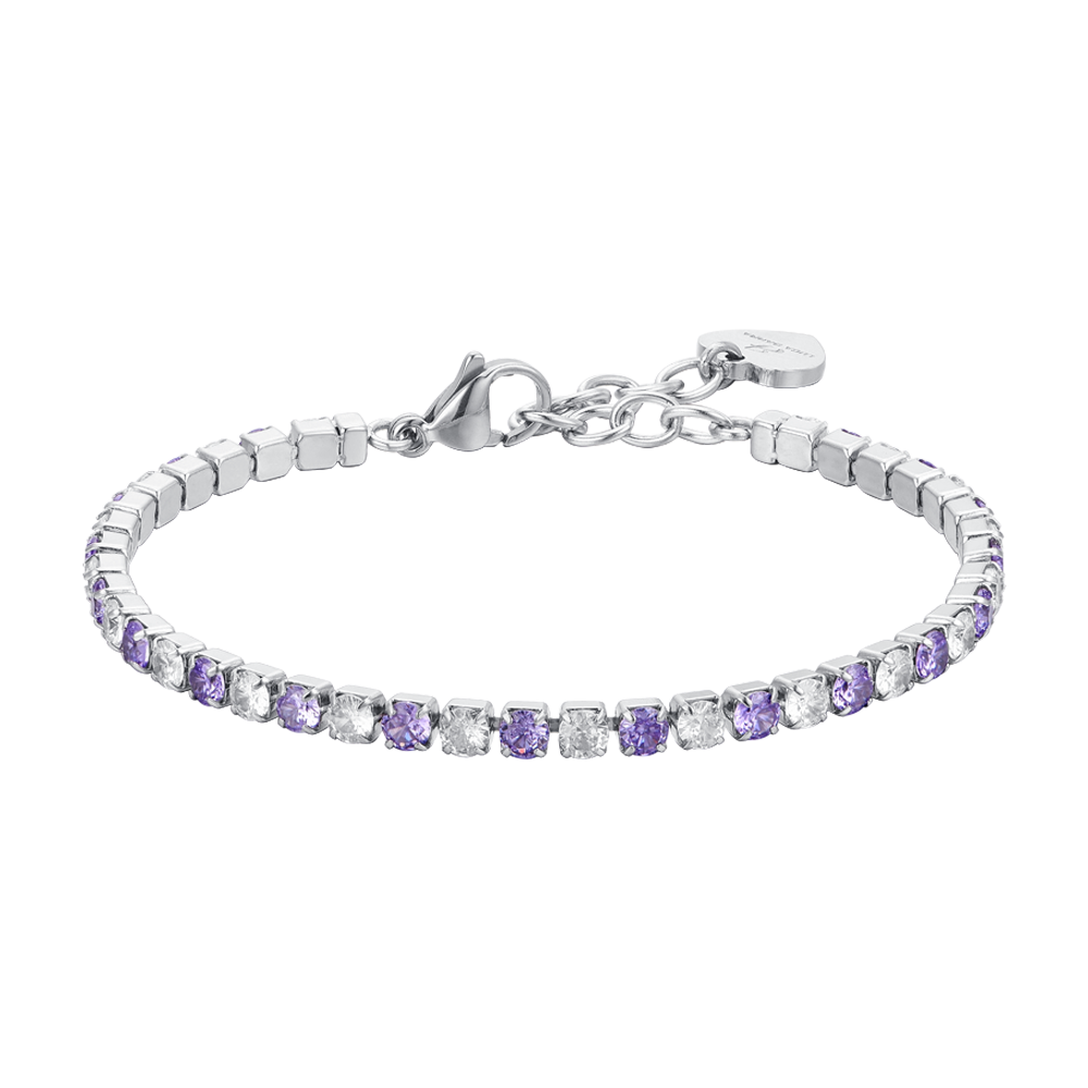 BRACELET DE TENNIS POUR FEMME EN CRISTAUX VIOLETS ET BLANCS