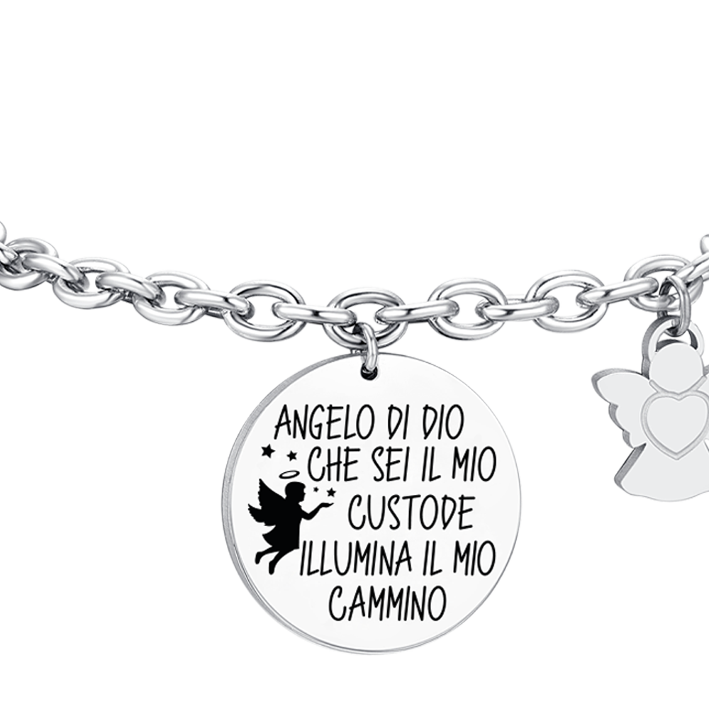 BRACELET FEMME EN ACIER AVEC BRELOQUE ANGE