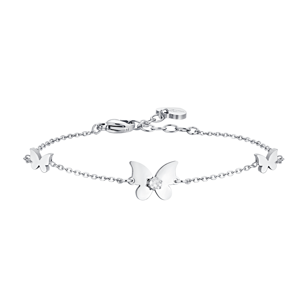 BRACELET FEMME EN ACIER AVEC PAPILLON ET ZIRCON CUBIQUE