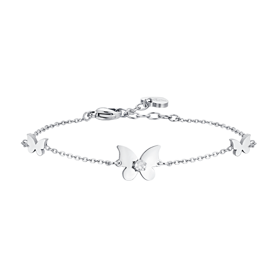 BRACELET FEMME EN ACIER AVEC PAPILLON ET ZIRCON CUBIQUE