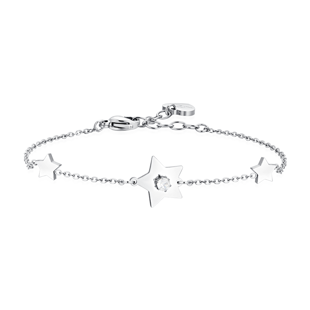 BRACELET FEMME EN ACIER ÉTOILES ET ZIRCONS