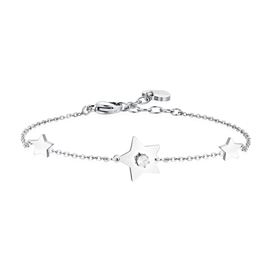 BRACELET FEMME EN ACIER ÉTOILES ET ZIRCONS