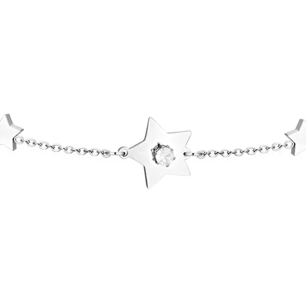 BRACELET FEMME EN ACIER ÉTOILES ET ZIRCONS