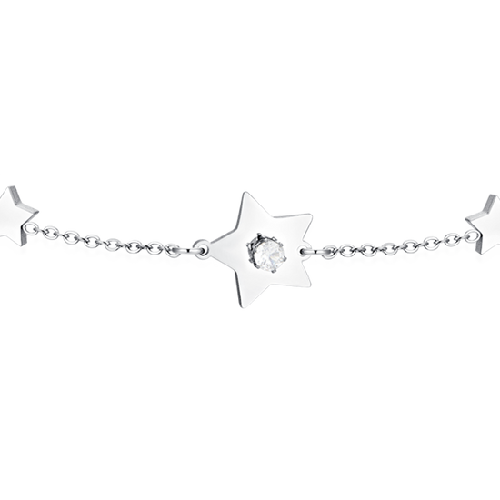 BRACELET FEMME EN ACIER ÉTOILES ET ZIRCONS