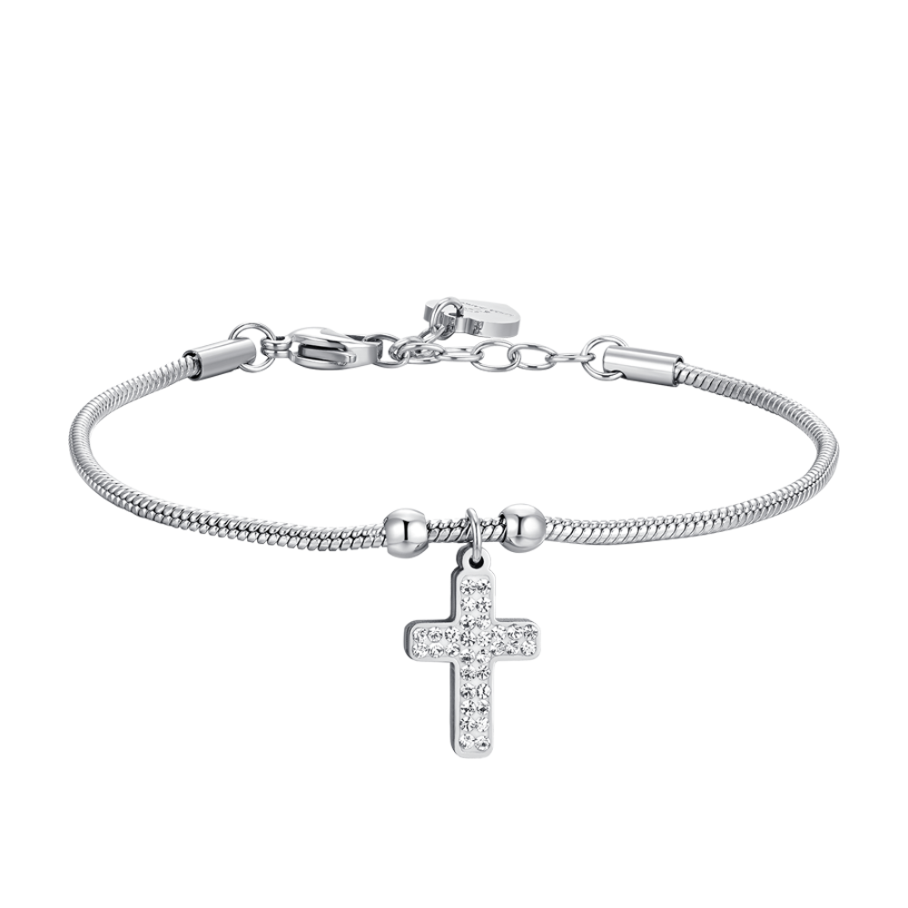 BRACELET FEMME EN ACIER AVEC CROIX