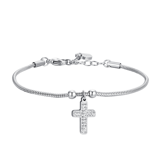 BRACELET FEMME EN ACIER AVEC CROIX