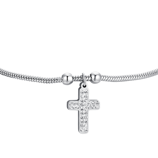 BRACELET FEMME EN ACIER AVEC CROIX